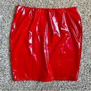 NWT Boohoo Red Latex Mini Skirt Size 2